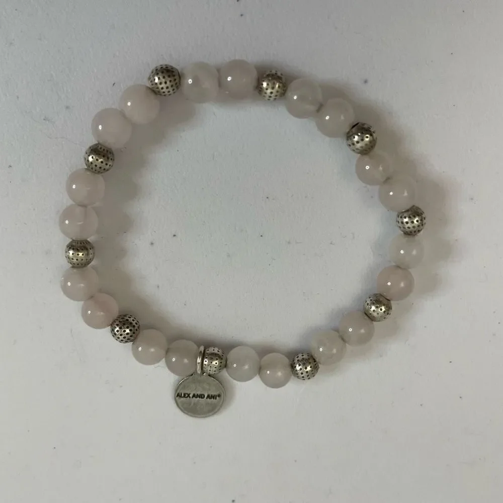 Alex and Ani| White Jade| Silver accent|Stretch bracelet